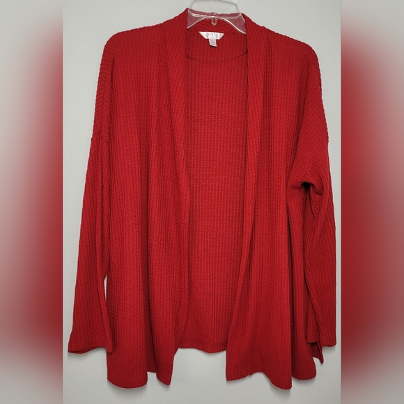 Time and Tru Waffle Weave Open Sweater Red XL 16-18 - Picture 9 of 9